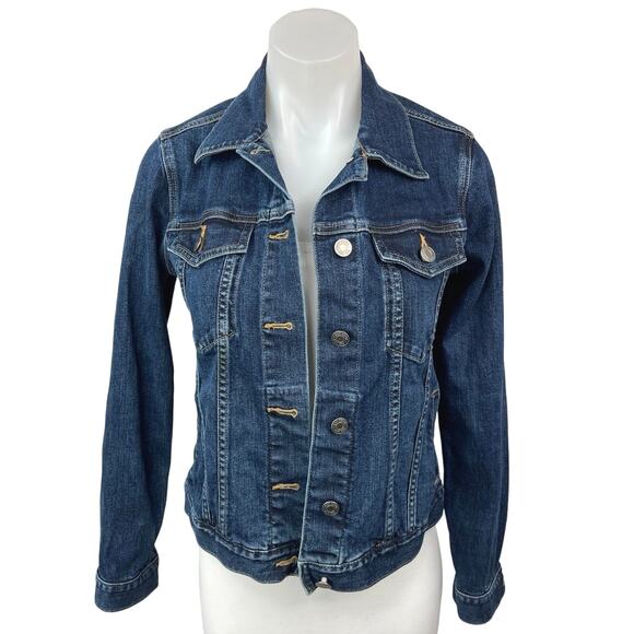 Gap Women's Blue Denim Button Down Long Sleeve Collar Jean Coat Jacket Size XS - Picture 1 of 5